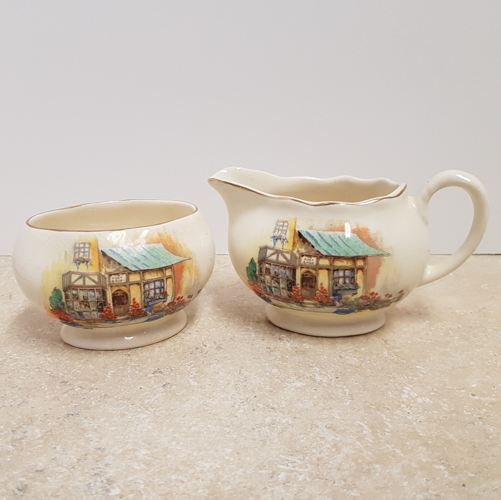 Vintage "The Posey Shop" Creamer & Sugar Set